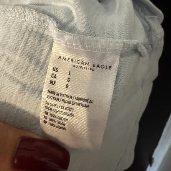 American Eagle Super Soft Mens Lightweight Tshirt Eggshell Blue Large - Picture 3 of 4